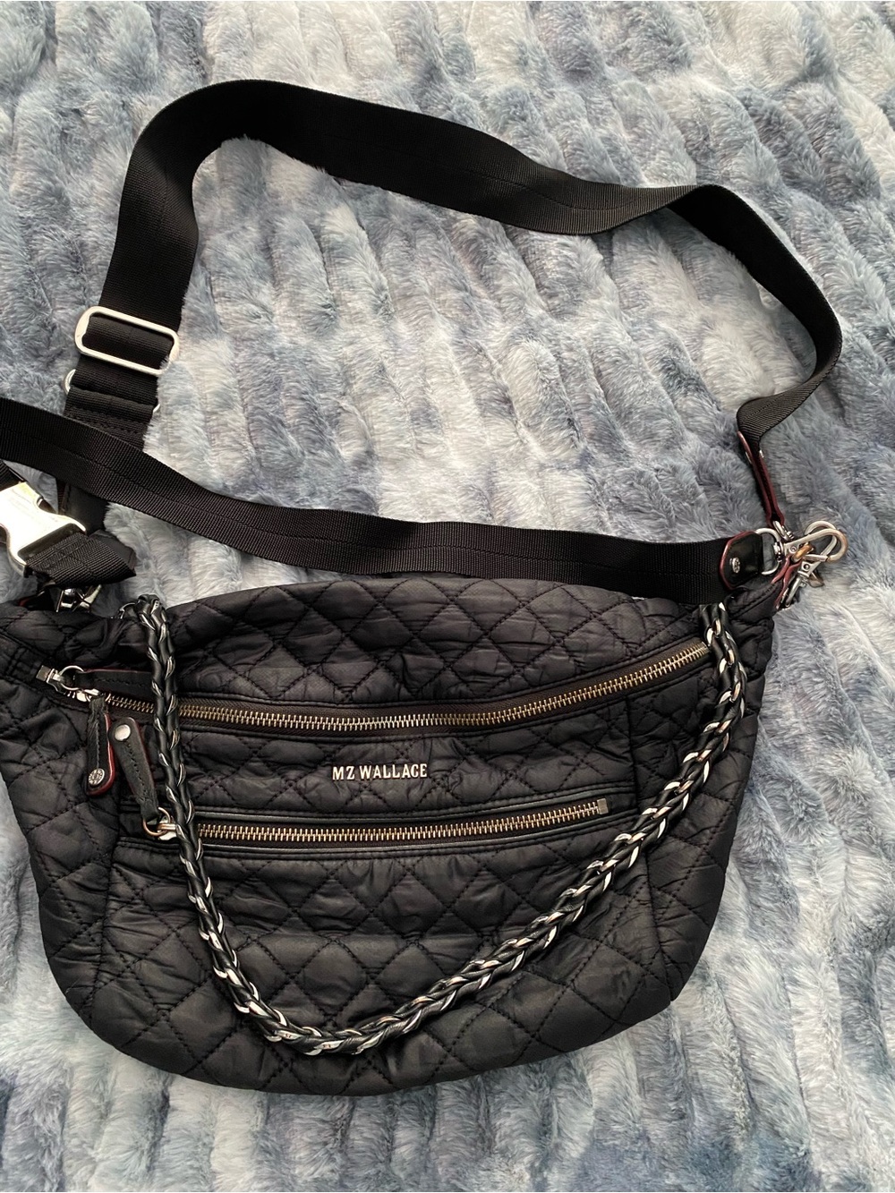 MZ Wallace Large Metro Sling Quilted Black Crossbody with Chain Accent. - Picture 2 of 8